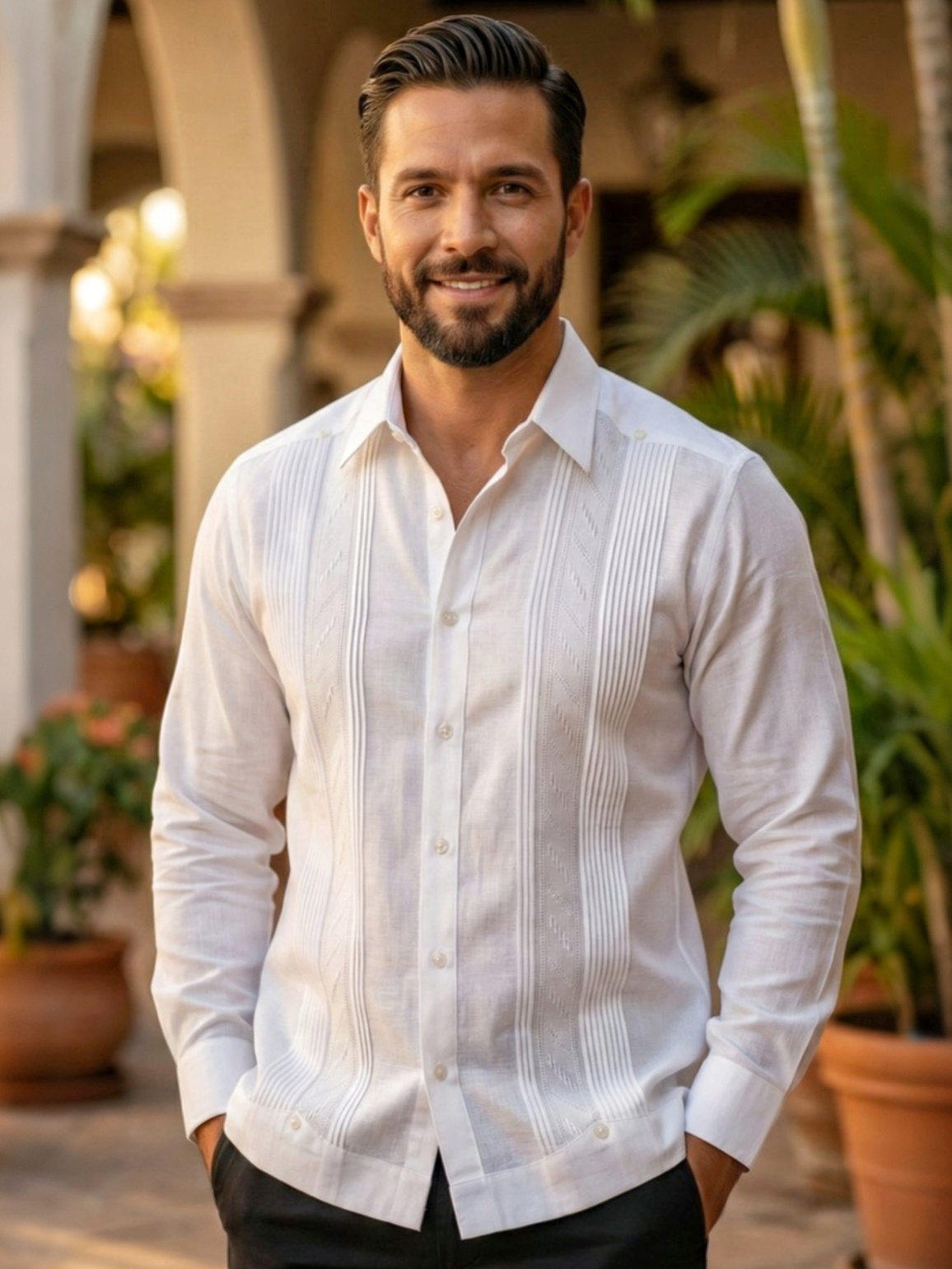 Guayabera bordado colorido para eventos