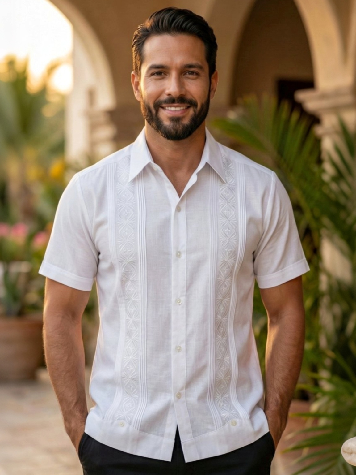 Guayabera con bordado artesanal yucateco
